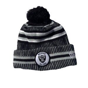NFL Oakland Raiders Bobble Woolly Men’s Sz One size Hat Cuffed Knit Hat New Era